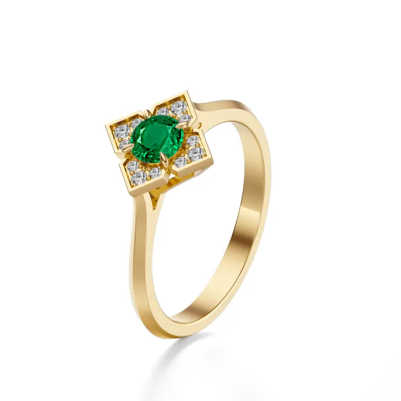 Pierścionek z szmaragdem i brylantami AJPZ_136